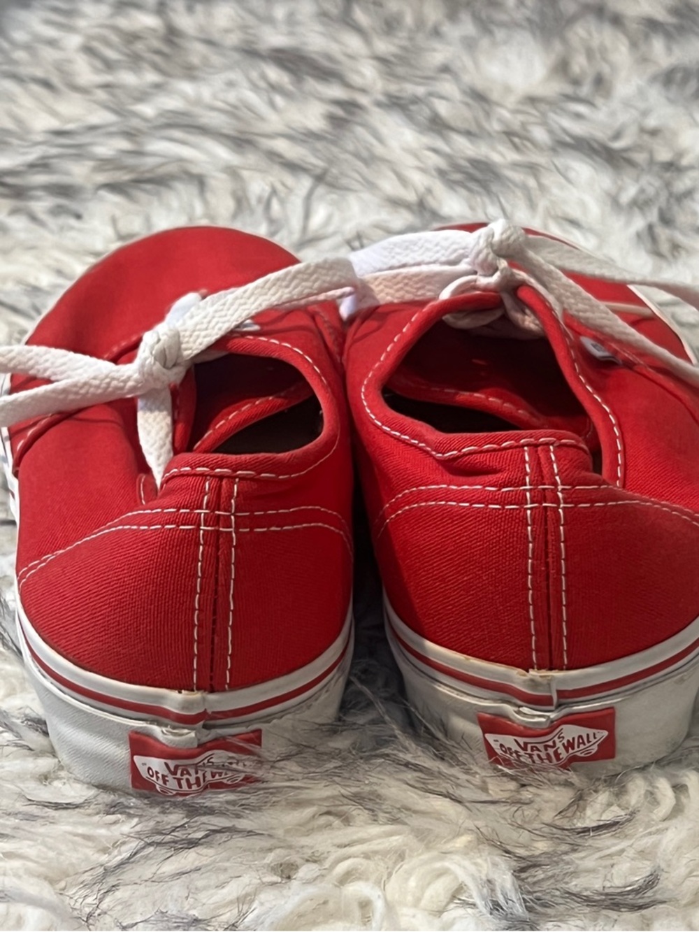 Vans Low-Top Canvas Sneakers in Red and White - Picture 3 of 8